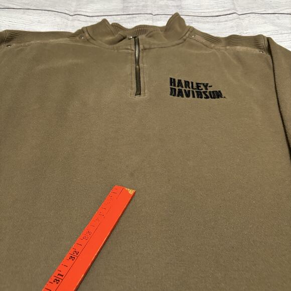 Harley-Davidson Mens Size XL 1/4 Zip Cadet Pullover Sweatshirt Embroidered Logo - Picture 2 of 10
